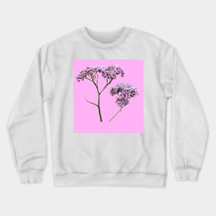 Purple flowers with a baby pink background Crewneck Sweatshirt